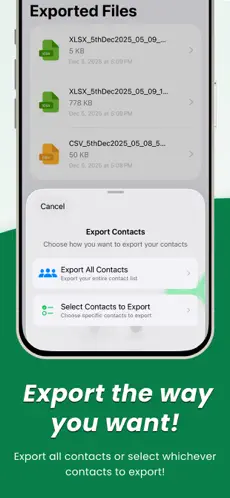 Contacts to XLSX – Excel Sheet screenshot