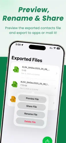 Contacts to XLSX – Excel Sheet screenshot