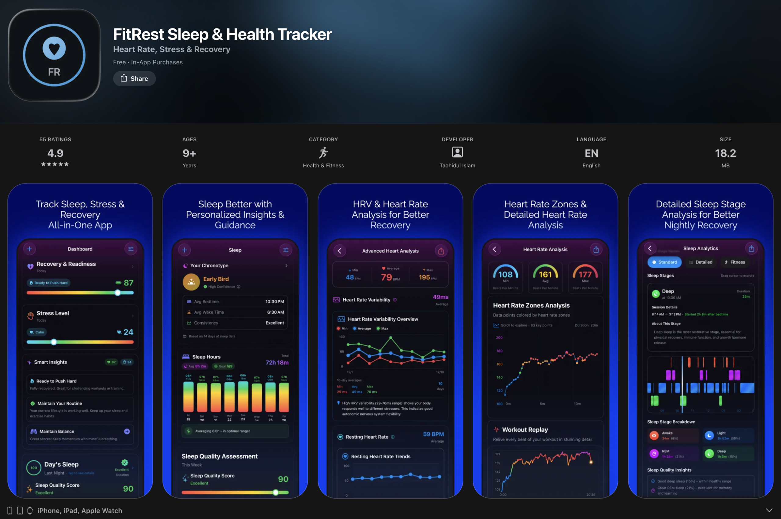 Fit Rest: Sleep & Heart Tracker screenshot