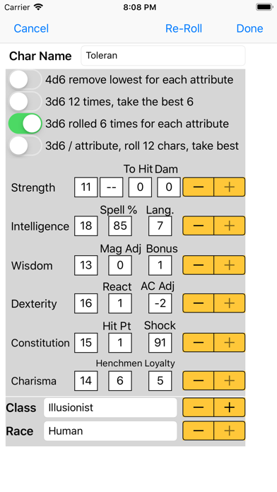 Character Gen for 1st Ed DnD screenshot