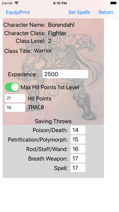 Character Gen for 1st Ed DnD screenshot
