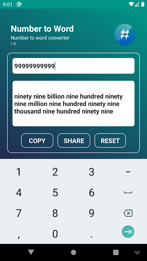 Number to word convert offline screenshot