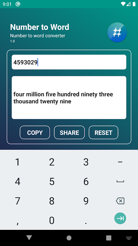 Number to word convert offline screenshot