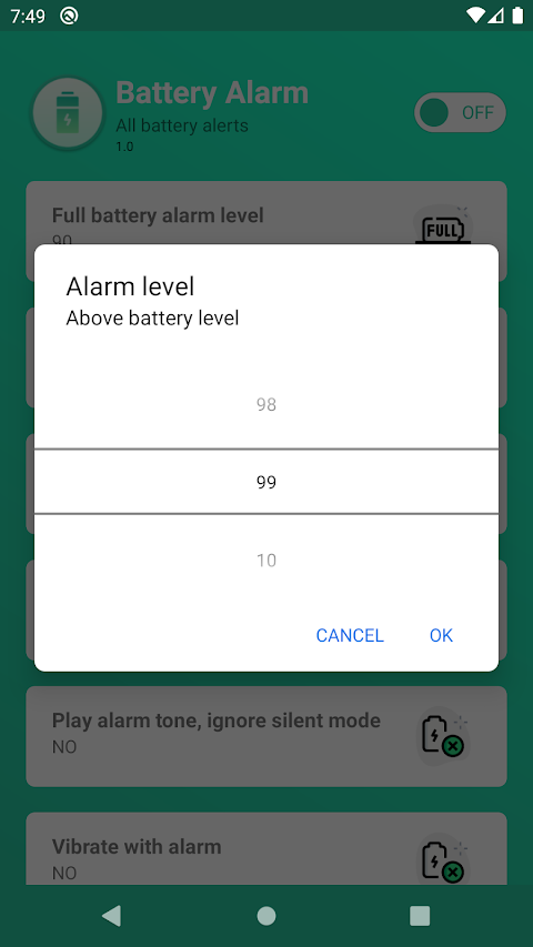 Full Battery Alarm screenshot