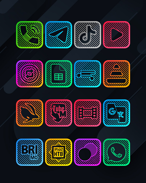 Lines Square – Neon icon Pack screenshot