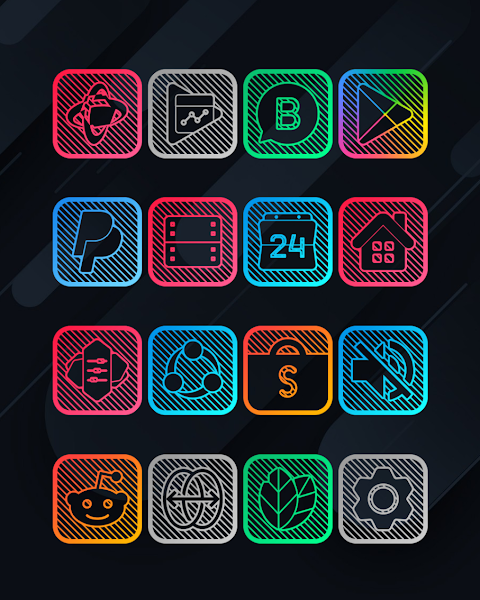 Lines Square – Neon icon Pack screenshot