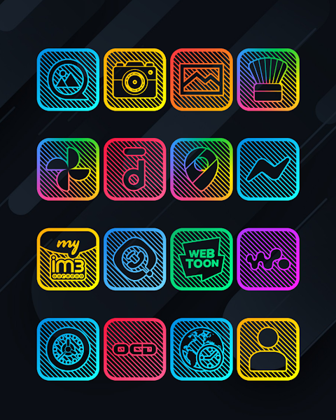 Lines Square – Neon icon Pack screenshot