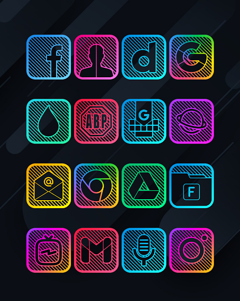 Lines Square – Neon icon Pack screenshot