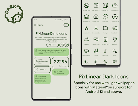 PixLinear Dark Icon Pack screenshot