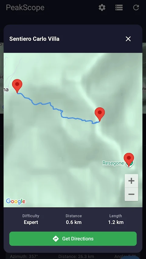 PeakScope Mountain Peak Finder screenshot