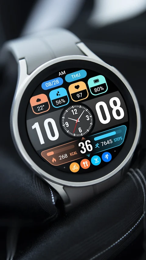 【Hybrid】Flat Small Clock screenshot