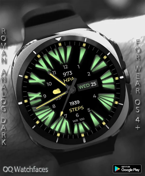 Roman Analog Dark WF Wear OS screenshot