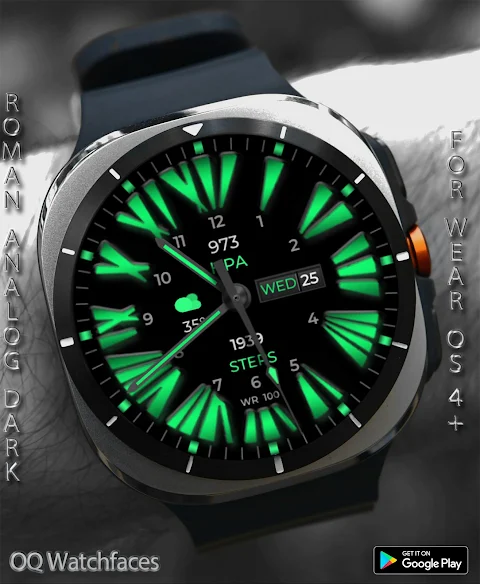 Roman Analog Dark WF Wear OS screenshot