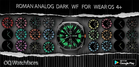 Roman Analog Dark WF Wear OS screenshot