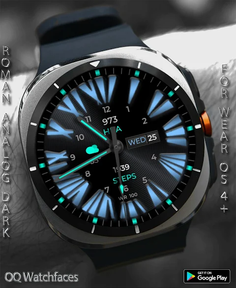 Roman Analog Dark WF Wear OS screenshot
