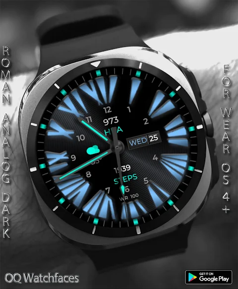Roman Analog Dark WF Wear OS screenshot