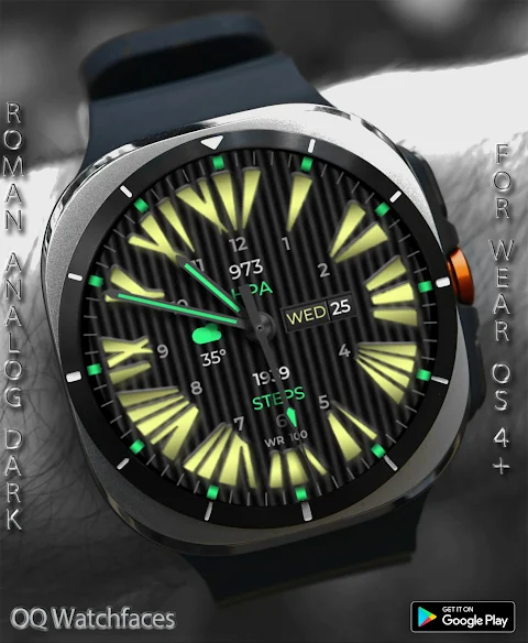 Roman Analog Dark WF Wear OS screenshot