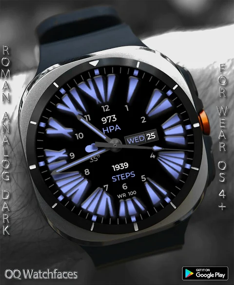 Roman Analog Dark WF Wear OS screenshot