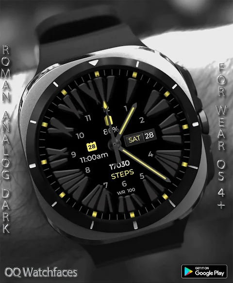 Roman Analog Dark WF Wear OS screenshot