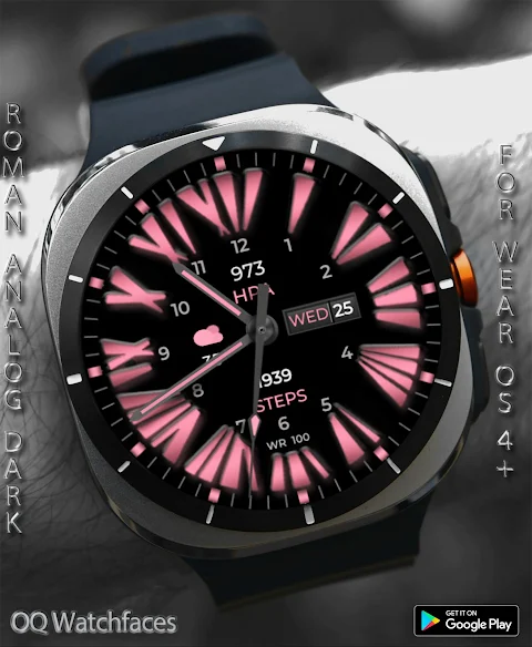 Roman Analog Dark WF Wear OS screenshot