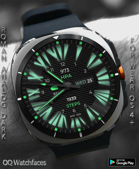 Roman Analog Dark WF Wear OS screenshot
