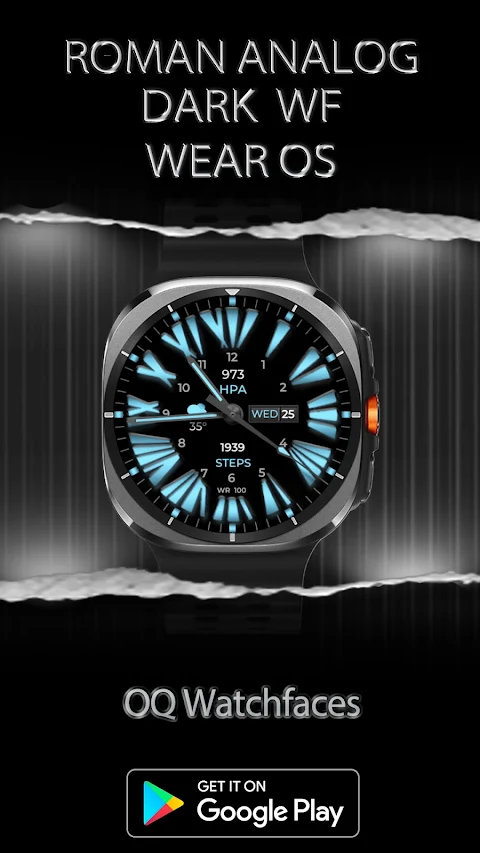Roman Analog Dark WF Wear OS screenshot