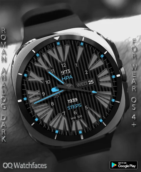 Roman Analog Dark WF Wear OS screenshot