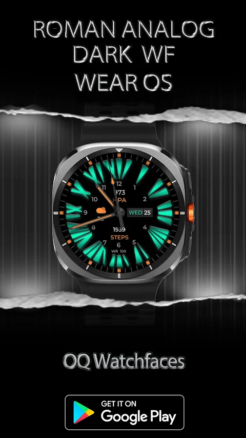 Roman Analog Dark WF Wear OS screenshot