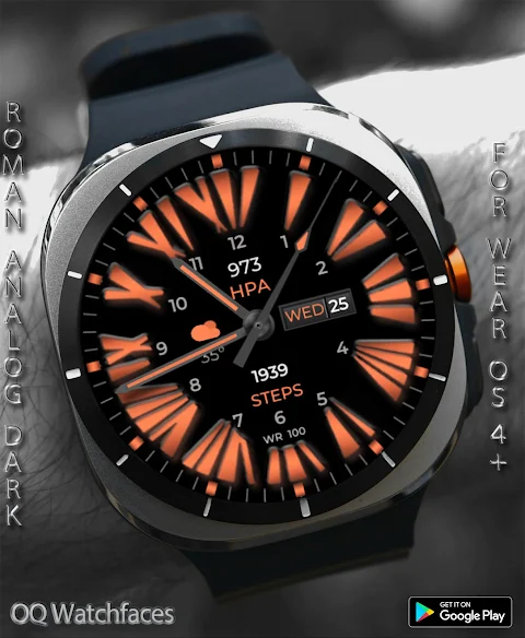 Roman Analog Dark WF Wear OS screenshot