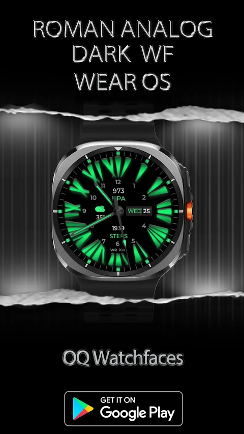 Roman Analog Dark WF Wear OS screenshot