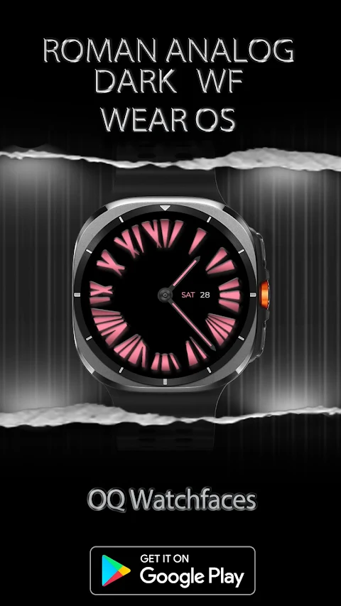 Roman Analog Dark WF Wear OS screenshot