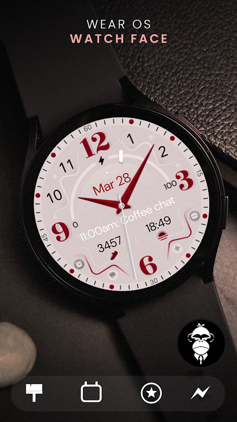 Red Pink Analog Watch Face screenshot