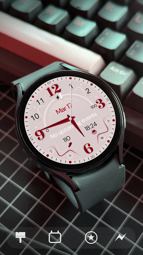Red Pink Analog Watch Face screenshot