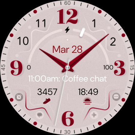Red Pink Analog Watch Face screenshot