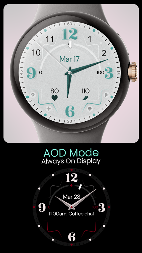 Red Pink Analog Watch Face screenshot