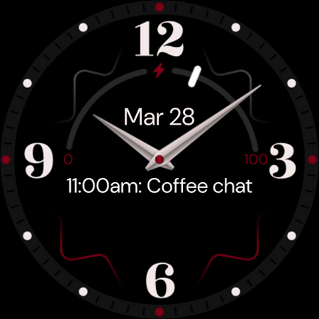 Red Pink Analog Watch Face screenshot