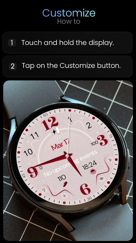 Red Pink Analog Watch Face screenshot