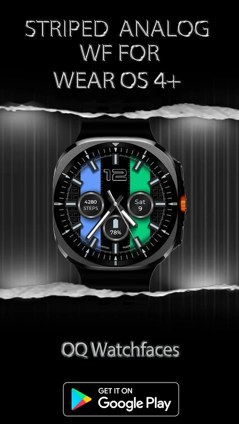 Striped Analog WF Wear OS 4+ screenshot