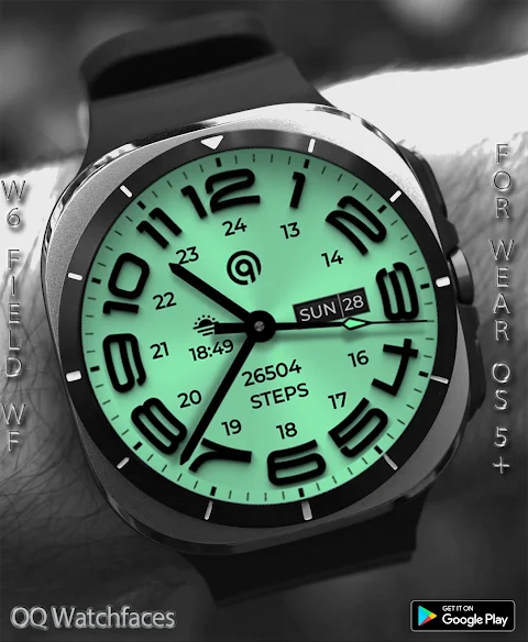 W6 Field Watch Face Wear OS 5+ screenshot