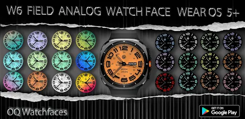 W6 Field Watch Face Wear OS 5+ screenshot