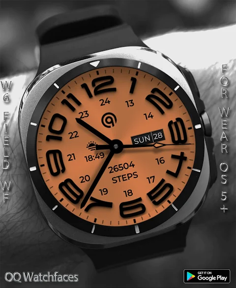 W6 Field Watch Face Wear OS 5+ screenshot