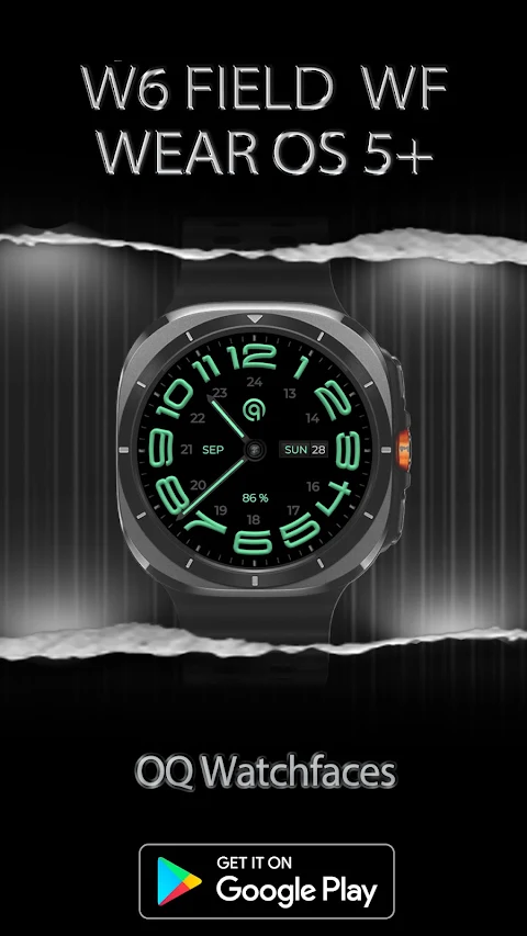 W6 Field Watch Face Wear OS 5+ screenshot