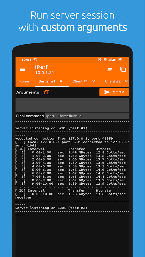 iperf – Bandwidth measurements screenshot