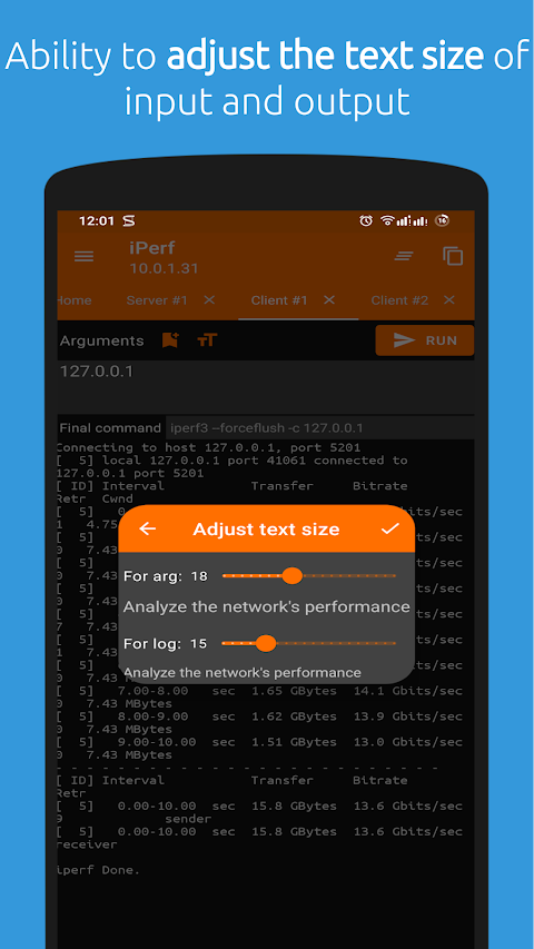 iperf – Bandwidth measurements screenshot