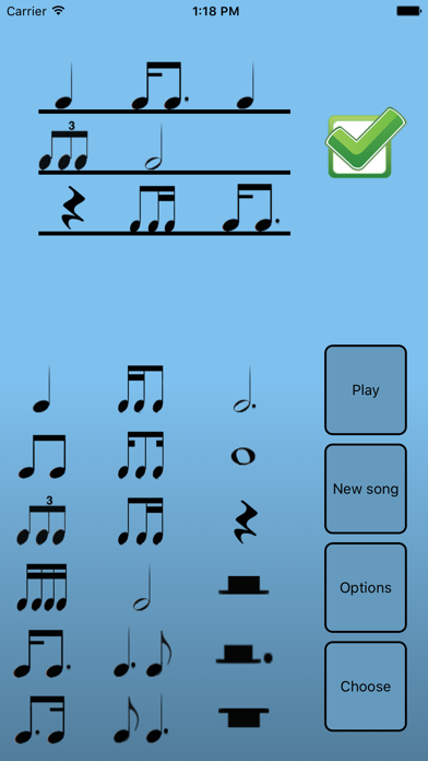 Rhythmic dictation trainer screenshot