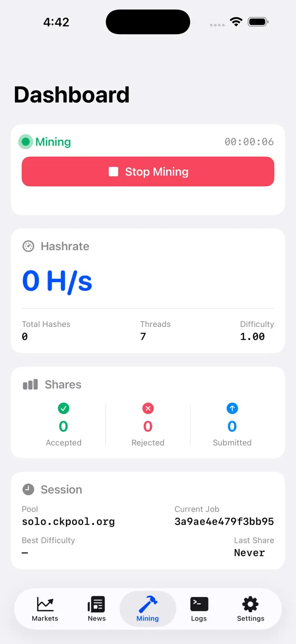 Bitcoin Miner CPU (BTC) Gold screenshot