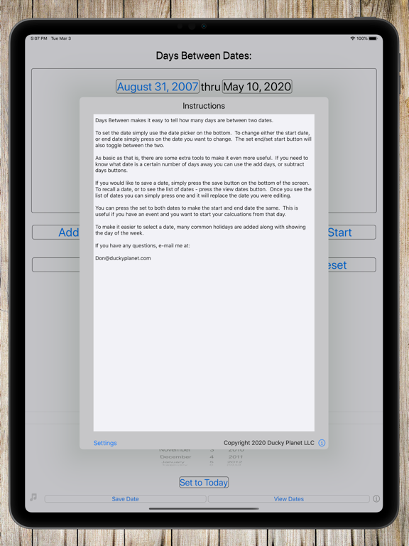 Between Dates Calendar Math screenshot