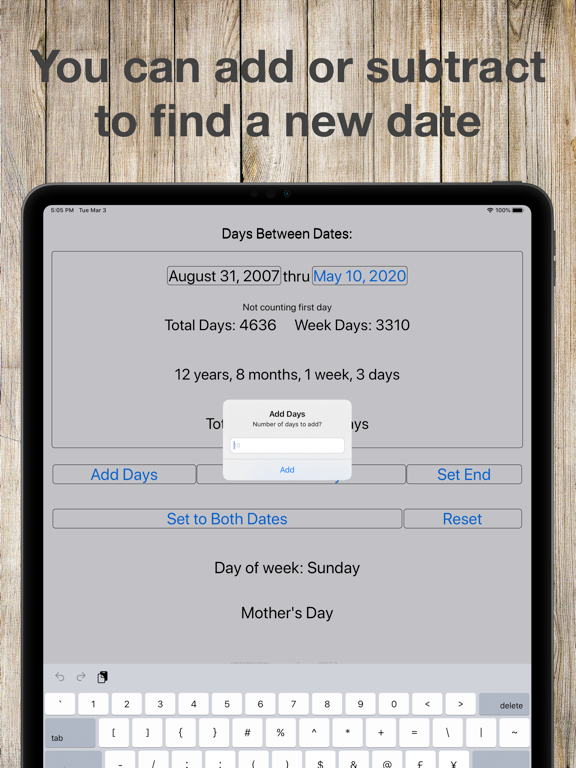 Between Dates Calendar Math screenshot