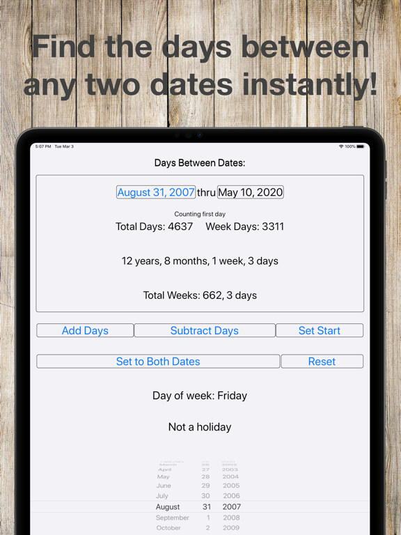 Between Dates Calendar Math screenshot