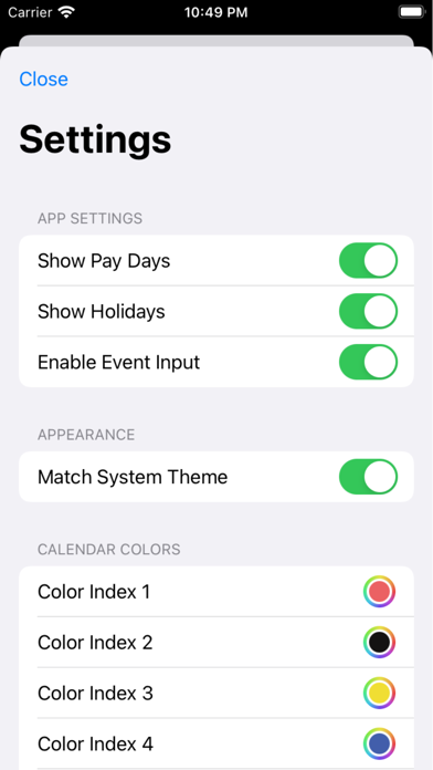 PostalCal screenshot